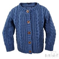 CD16-SB: Long Sleeve Steel Blue Knitted Cardigan (0-12 Months)